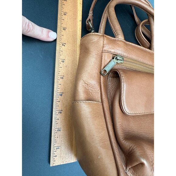 Land Outback Tan Leather Purse With 20" Shoulder Strap & Multiple Pockets - Picture 4 of 14